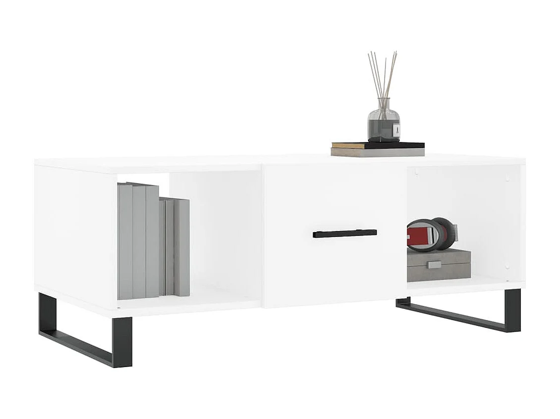 Mesa de centro madera contrachapada blanco 102x50x40 cm