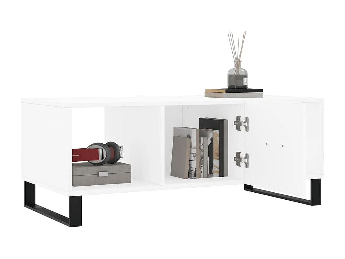 Mesa de centro madera contrachapada blanco 102x50x40 cm