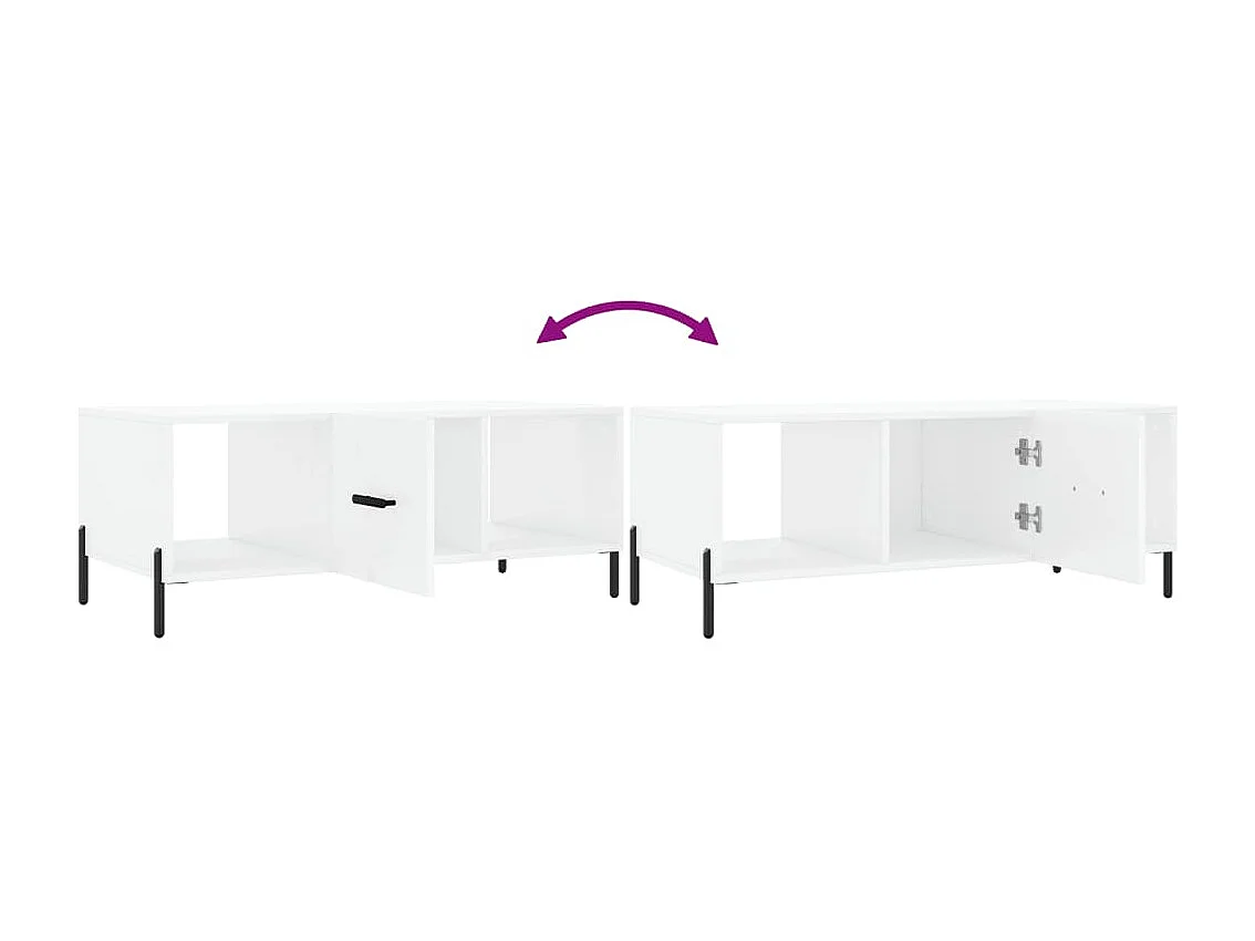 Table basse Blanc brillant 102x50x40 cm Bois d'ingénierie