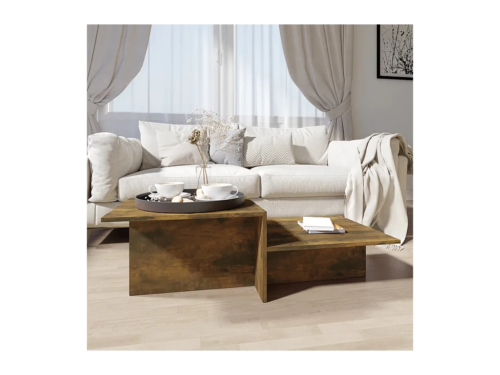 Table basse Chêne fumé 111,5x50x33 cm Bois d'ingénierie