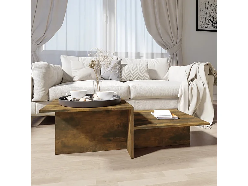 Table basse Chêne fumé 111,5x50x33 cm Bois d'ingénierie