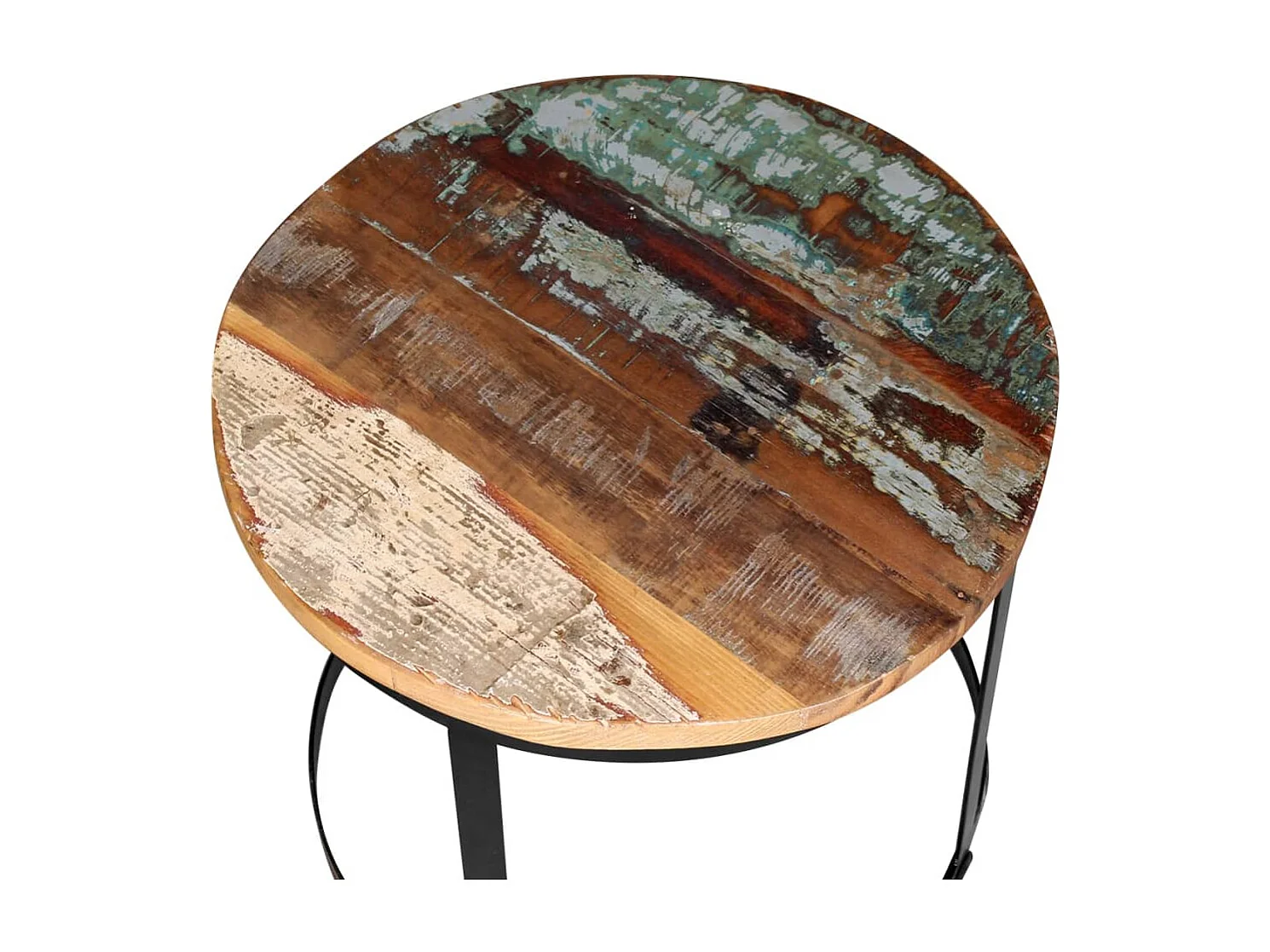 Table basse 2 pièces Bois récupéré massif Rond 40 cm / 50 cm