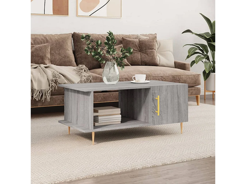 Table basse sonoma gris 90x50x40 cm bois d'ingénierie