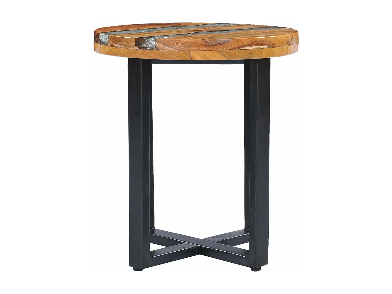 Table basse 40 x 45 cm Bois de teck massif et polyrésine