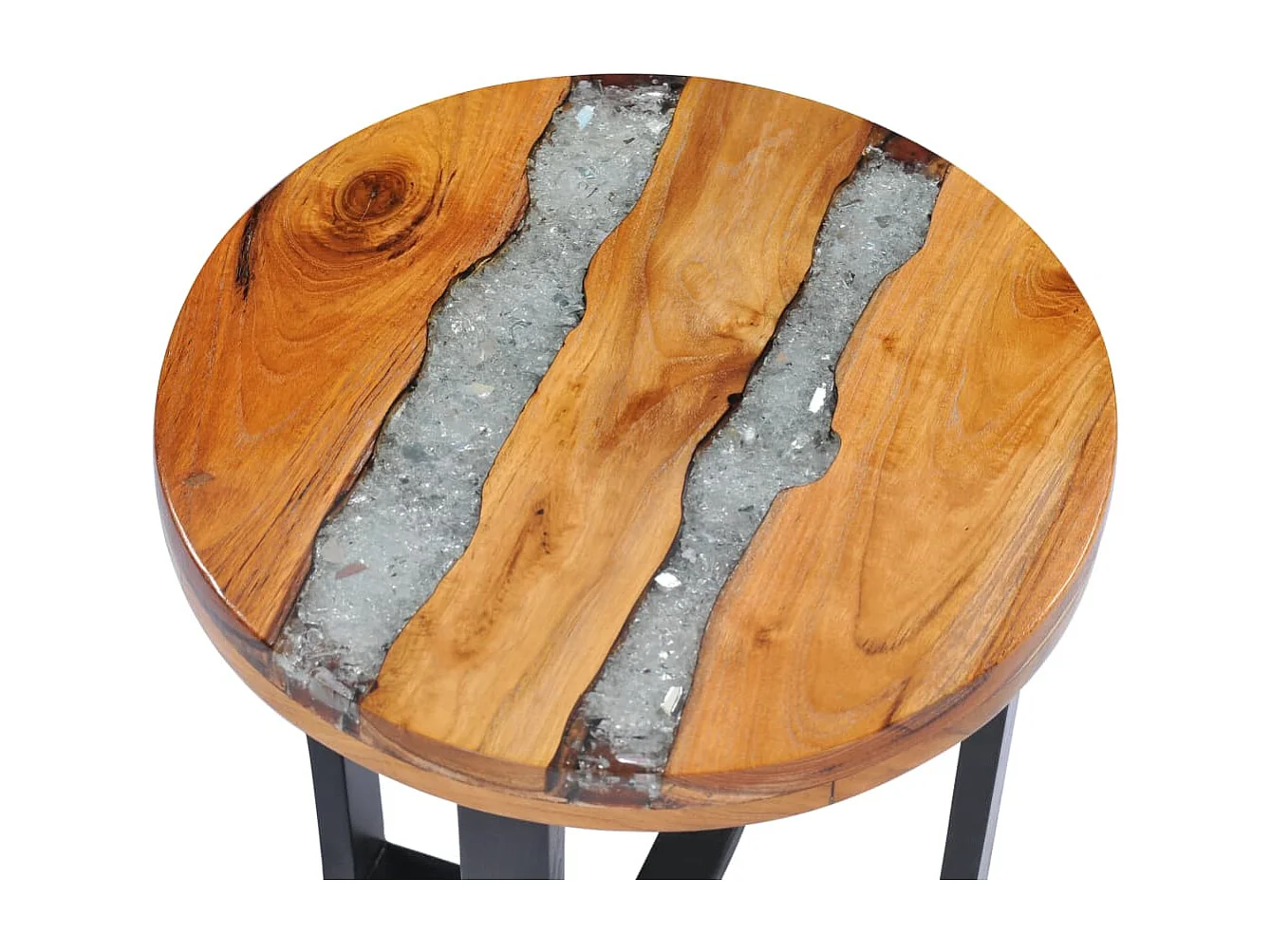 Table basse 40 x 45 cm Bois de teck massif et polyrésine