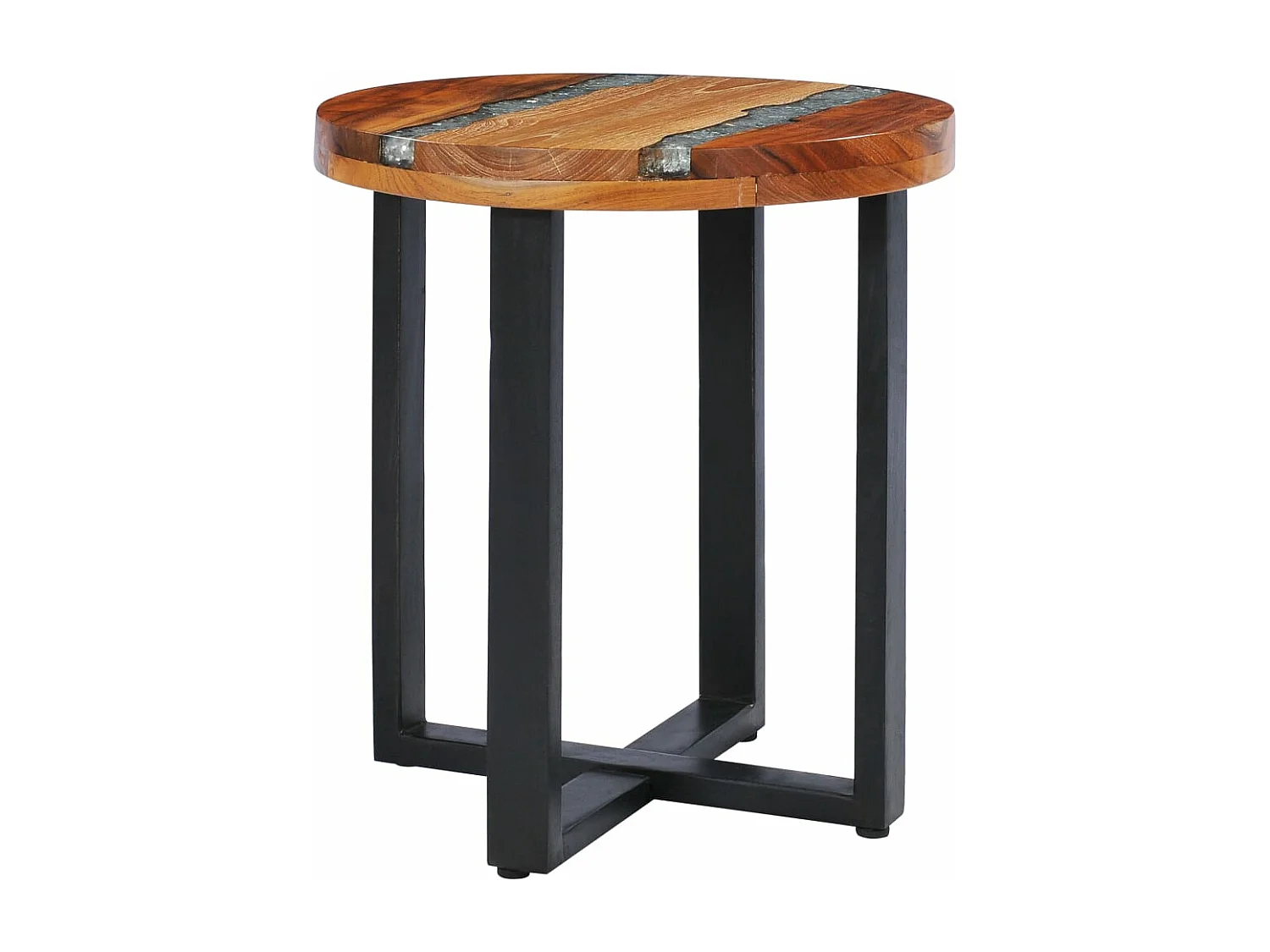 Table basse 40 x 45 cm Bois de teck massif et polyrésine