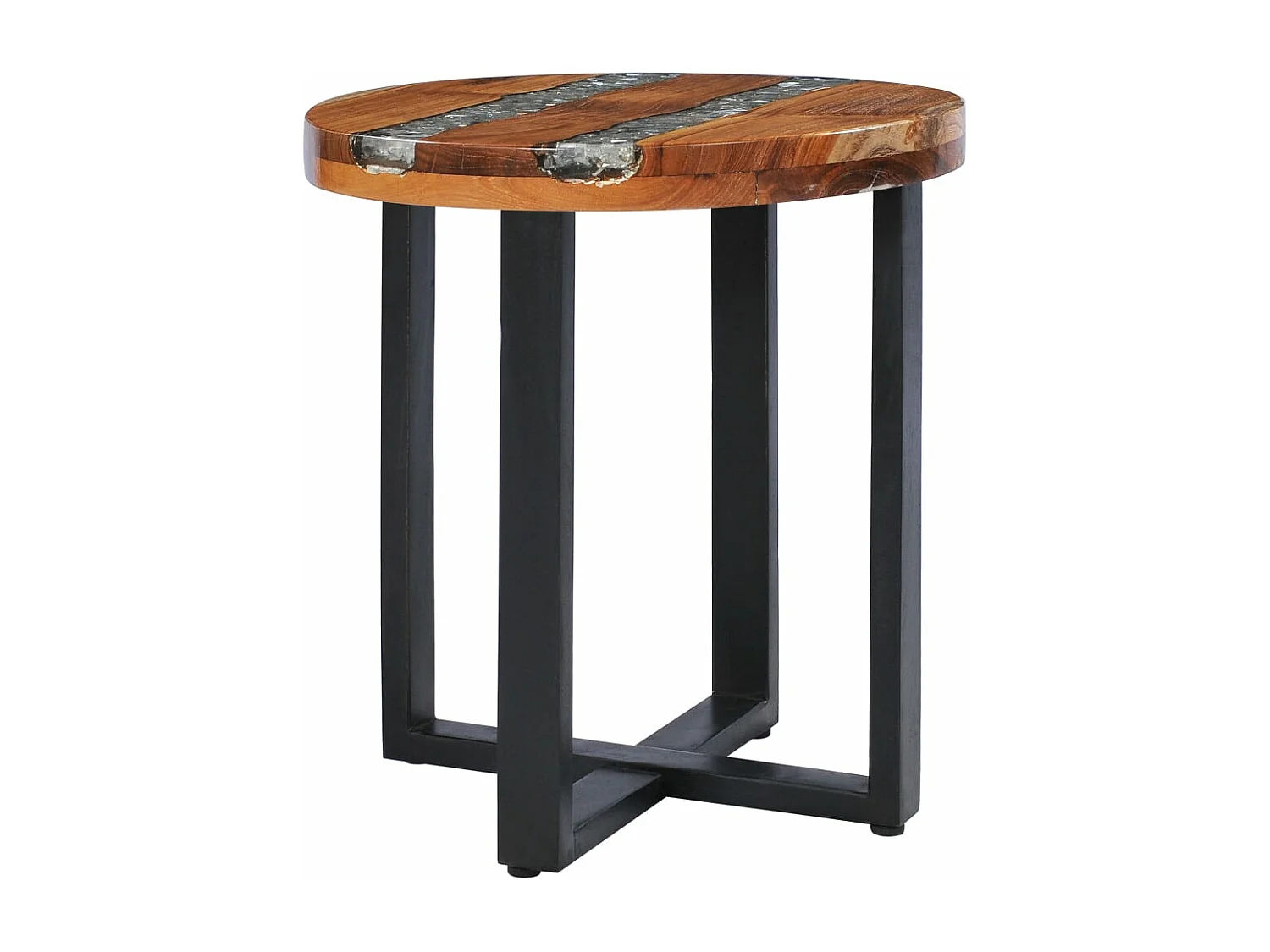 Table basse 40 x 45 cm Bois de teck massif et polyrésine