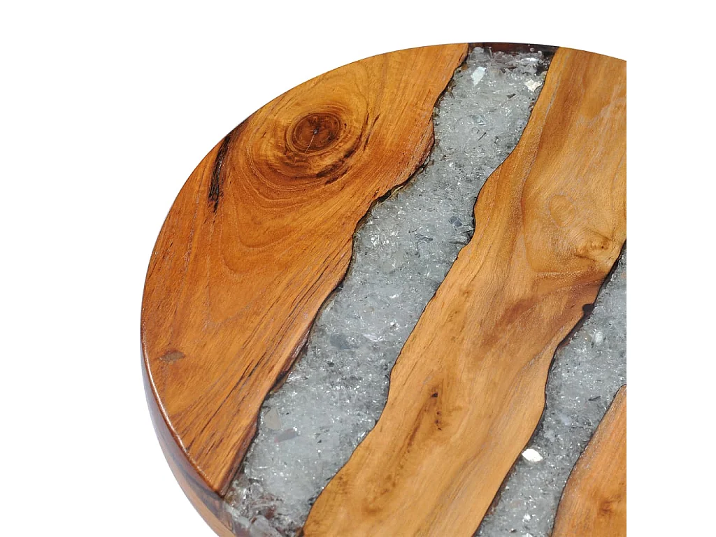 Table basse 40 x 45 cm Bois de teck massif et polyrésine