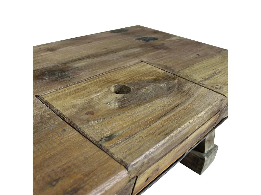 Mesa de centro de madera maciza reciclada 90x50x35 cm