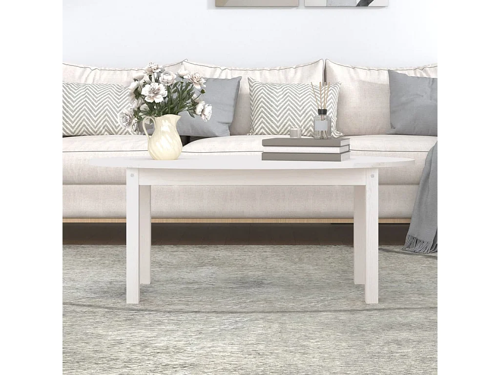 Table basse Blanc 110x55x45 cm Bois massif de pin