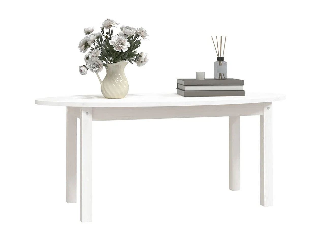 Table basse Blanc 110x55x45 cm Bois massif de pin