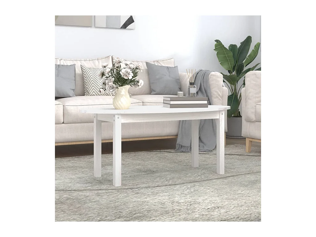 Table basse Blanc 110x55x45 cm Bois massif de pin