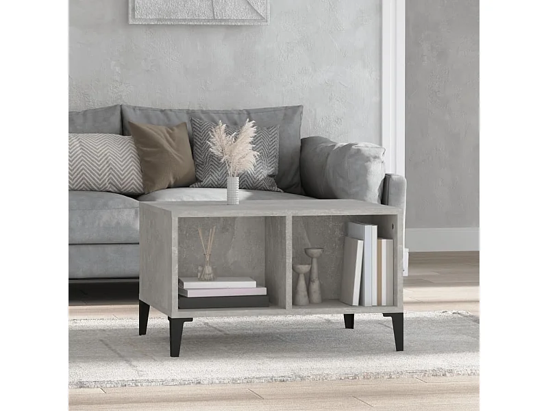 Mesa de centro madera contrachapada gris hormigón 60x50x36,5 cm