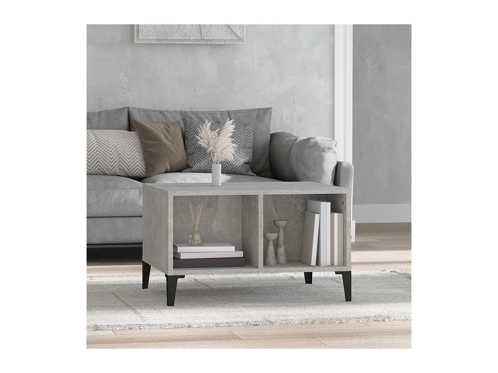 Table basse Gris béton 60x50x36,5 cm Bois d'ingénierie