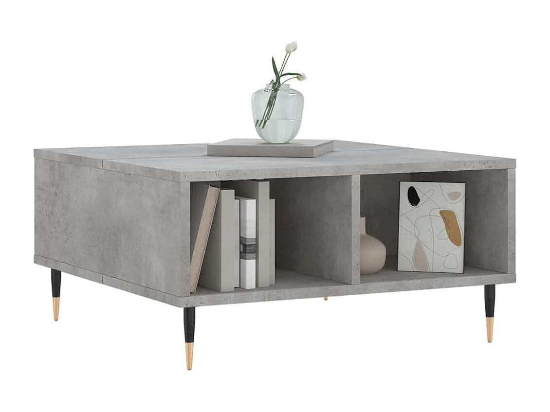 Table basse gris béton 60x60x30 cm bois d'ingénierie