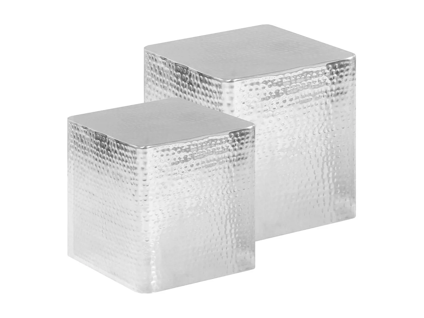 Mesas de centro 2 piezas aluminio plateado