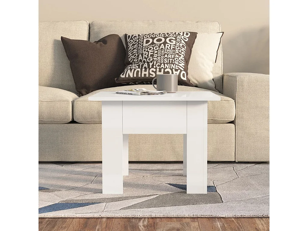Table basse blanc brillant 55x55x42 cm bois d'ingénierie