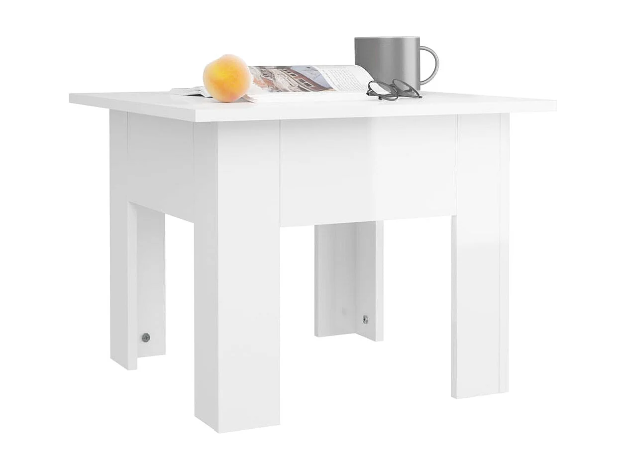 Table basse blanc brillant 55x55x42 cm bois d'ingénierie