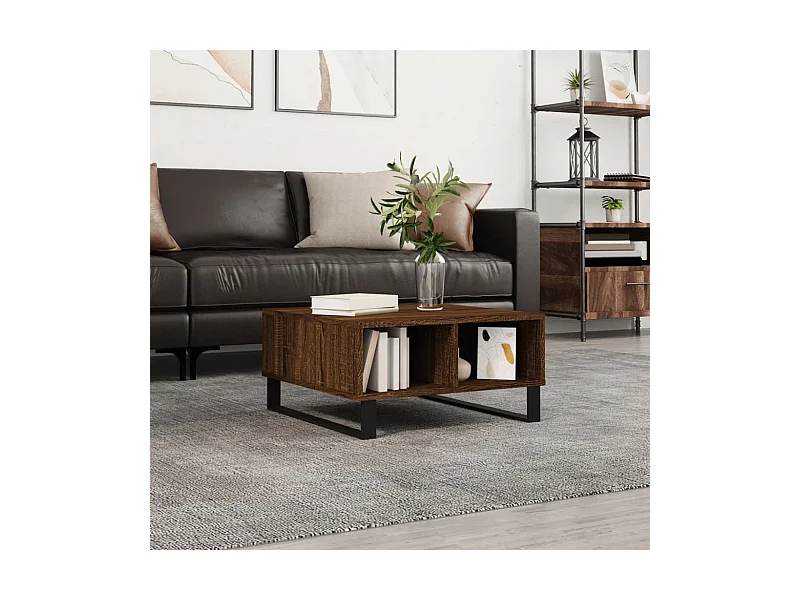 Table basse chêne marron 60x60x30 cm bois d'ingénierie