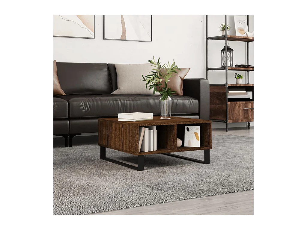 Table basse chêne marron 60x60x30 cm bois d'ingénierie