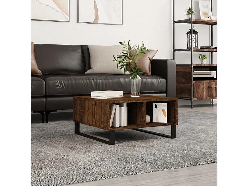 Table basse chêne marron 60x60x30 cm bois d'ingénierie