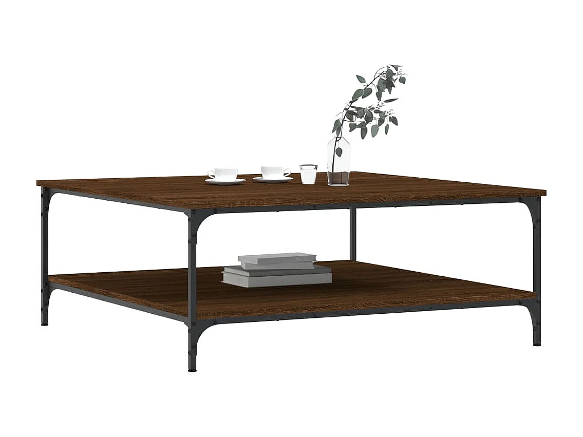 Table basse chêne marron 100x100x40 cm bois d'ingénierie