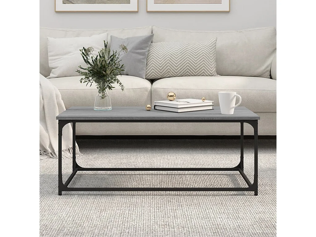 Mesa de centro 102x50x40cm derivados madeira/ferro cinza sonoma