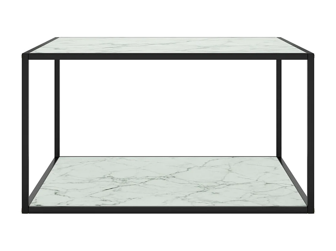 Table basse Noir avec verre marbre blanc 90x90x50 cm
