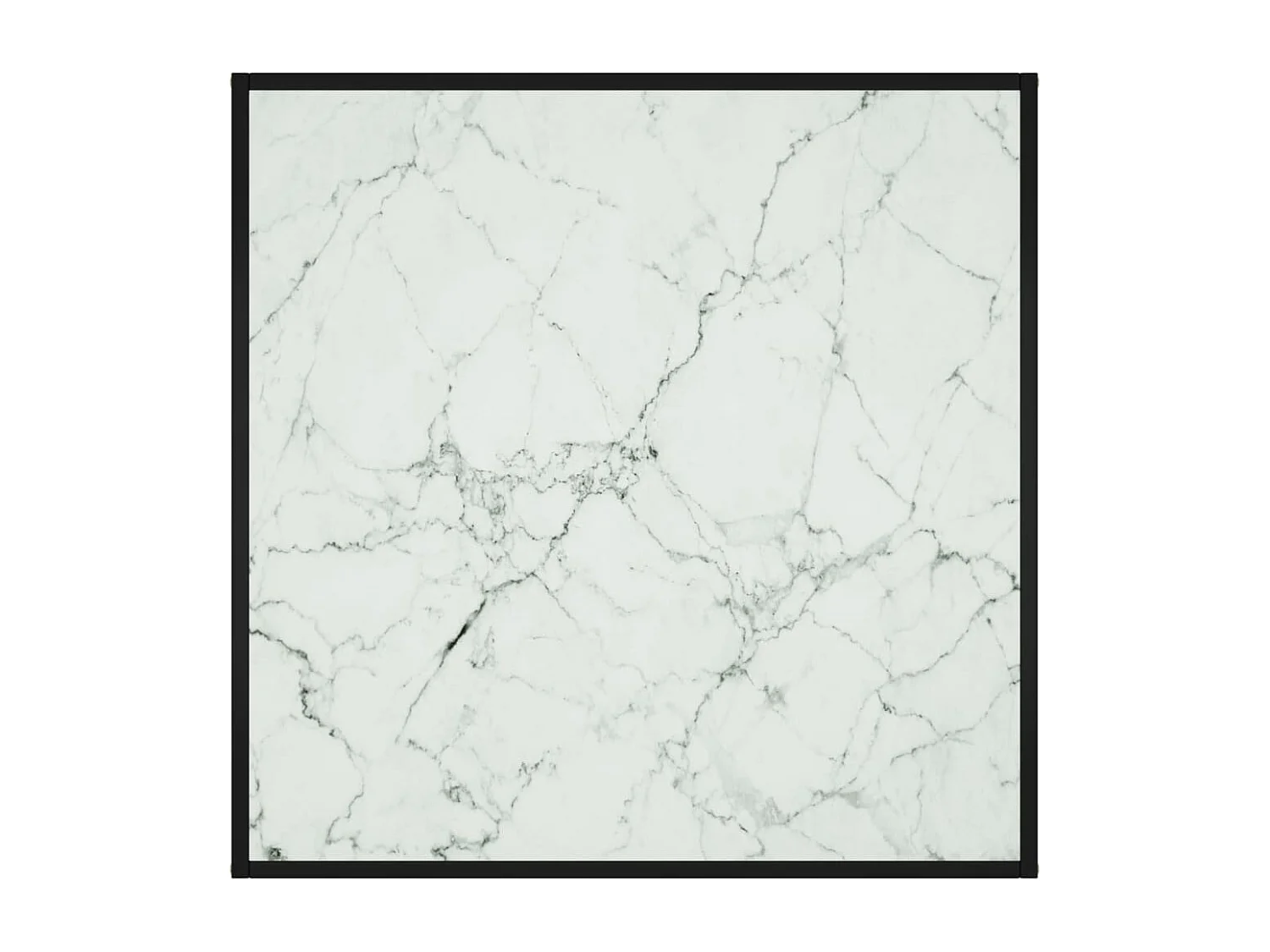 Table basse Noir avec verre marbre blanc 90x90x50 cm
