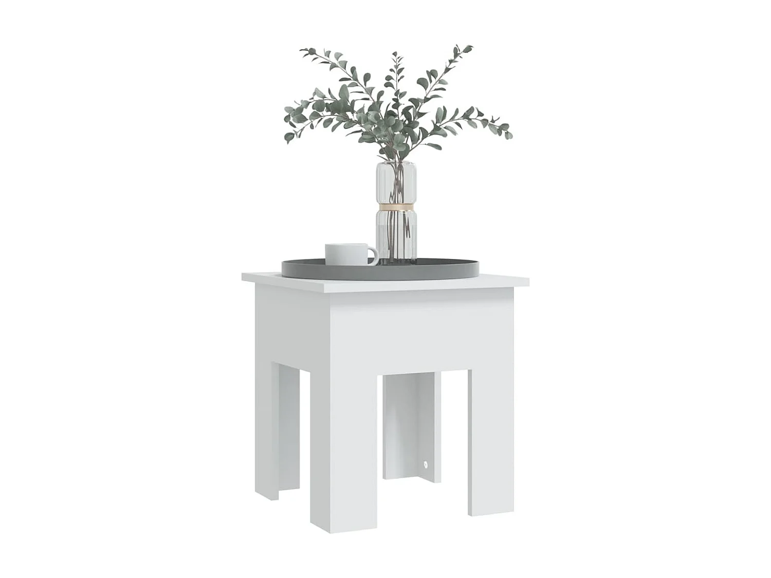 Mesa de centro madera de ingeniería blanca 40x40x42 cm