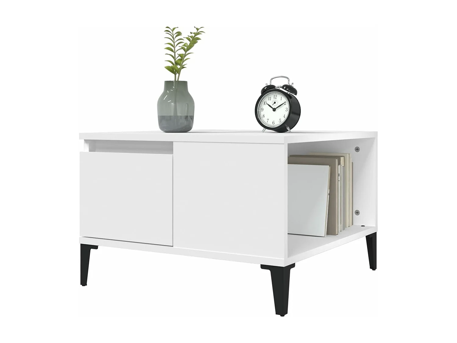 Table basse blanc 55x55x36,5 cm bois d'ingénierie