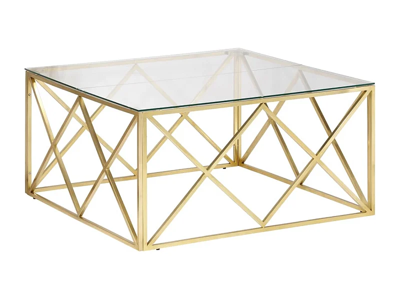 Mesa de centro dorada acero inoxidable y vidrio templado