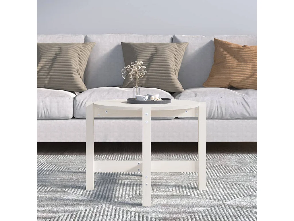 Salontafel Ø62,5x45 cm massief grenenhout wit