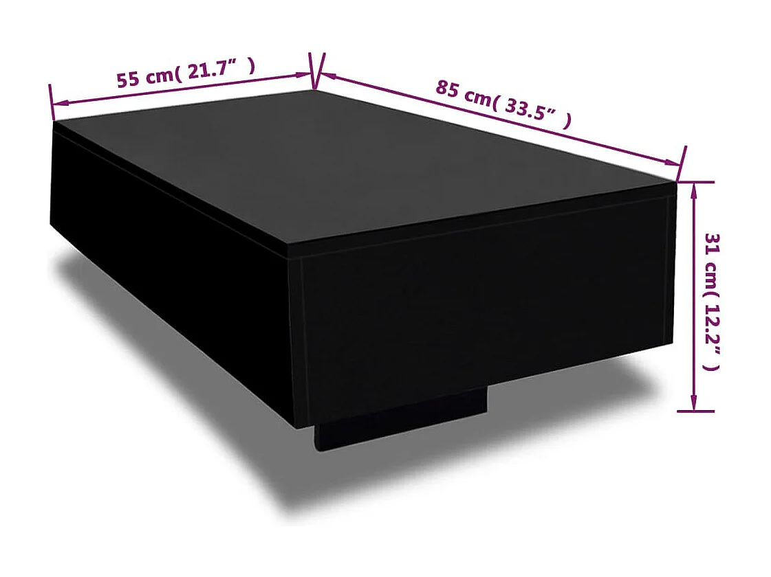 Table basse Haute brillance Noir