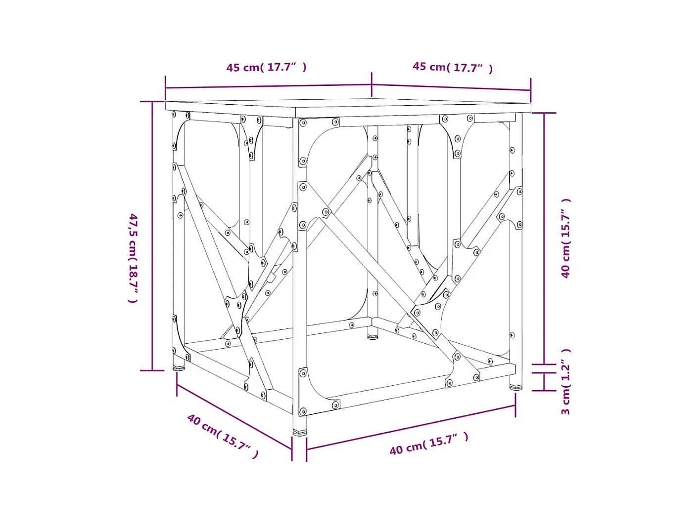 Mesa de centro madera de ingeniería gris Sonoma 45x45x47,5 cm
