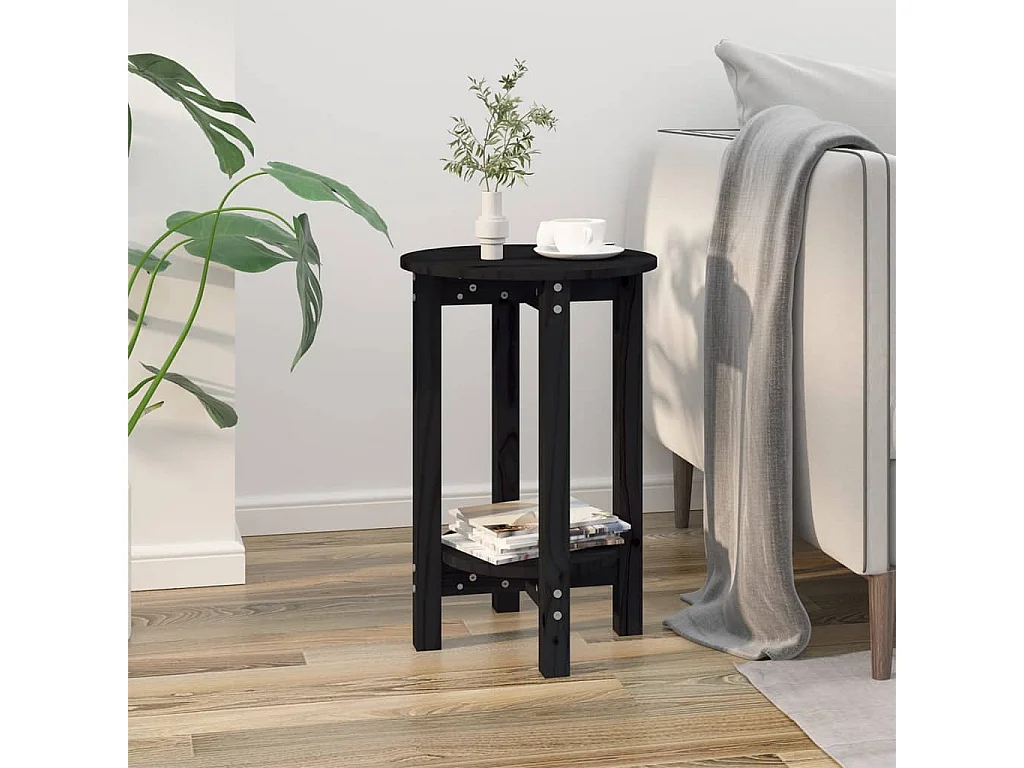 Table basse Noir Ø 40x60 cm Bois massif de pin