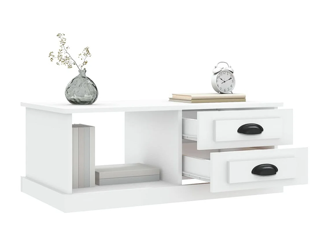 Table basse blanc 90x50x35 cm bois d'ingénierie