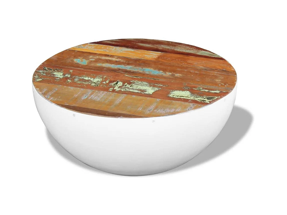 Table basse Forme de bol Bois de récupération massif 60x60x30cm