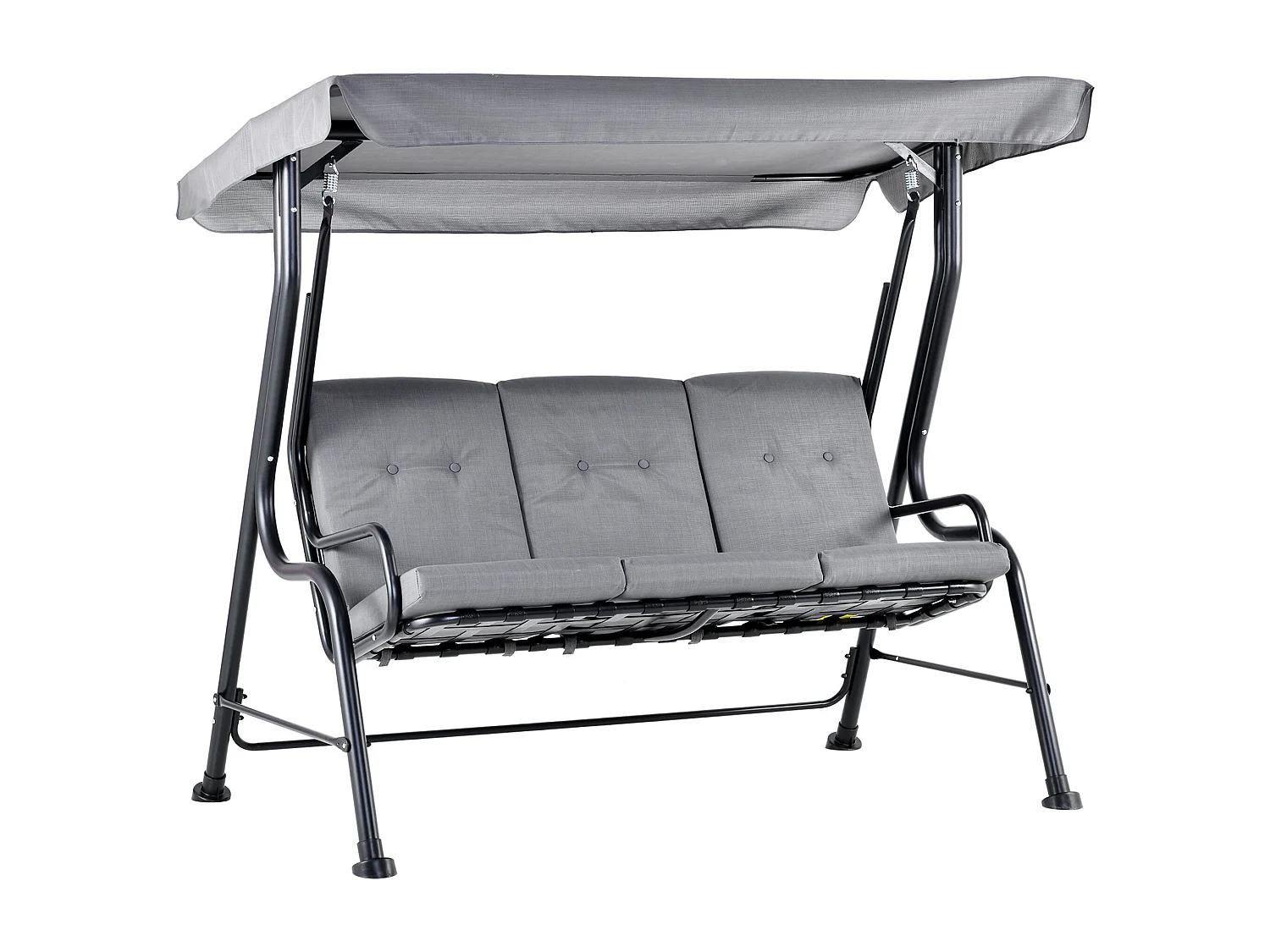Balancelle de jardin 3 places grand confort toit inclinaison réglable épais coussins amovibles polyester acier époxy gris