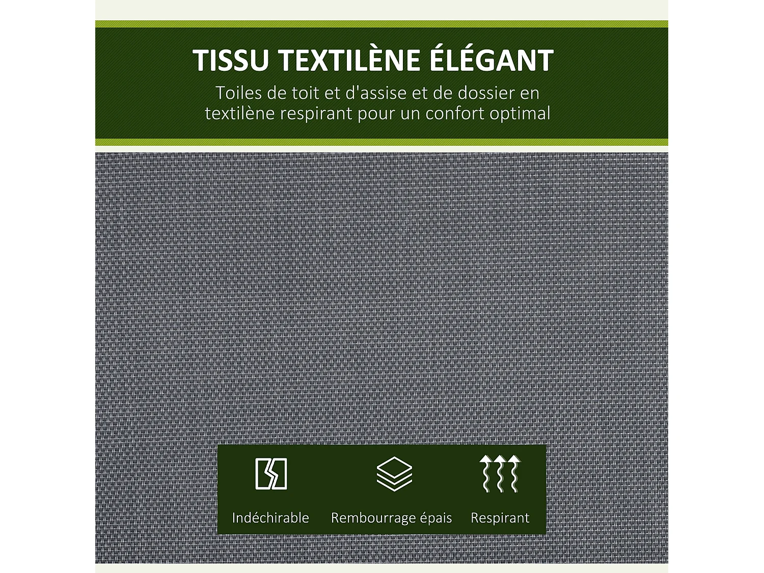 Balancelle de jardin 3 places grand confort toit inclinaison réglable épais coussins amovibles polyester acier époxy gris