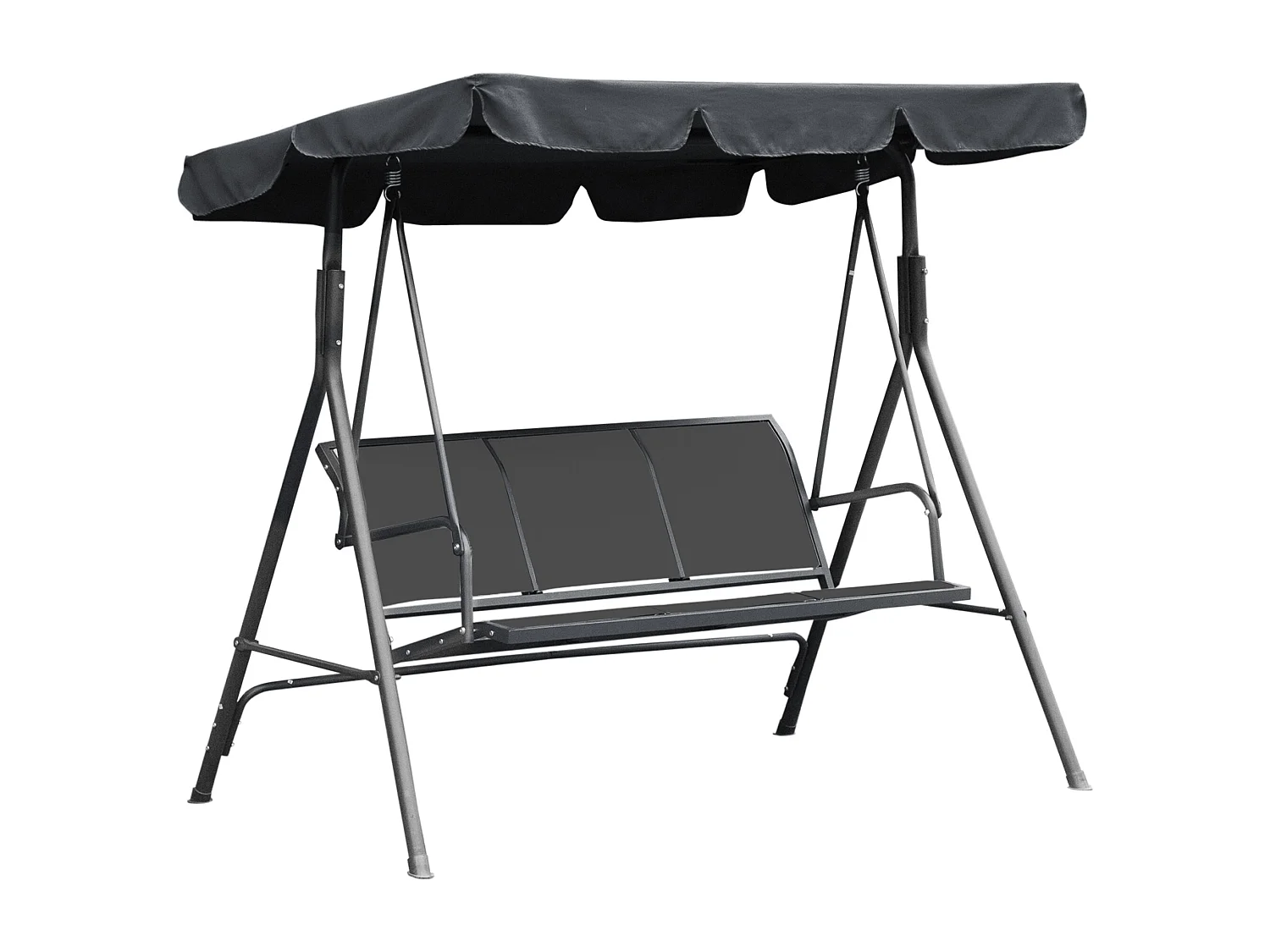 Balancelle de jardin 3 places grand confort toit imperméabilisé inclinaison réglable assise et dossier ergonomique acier textilène gris