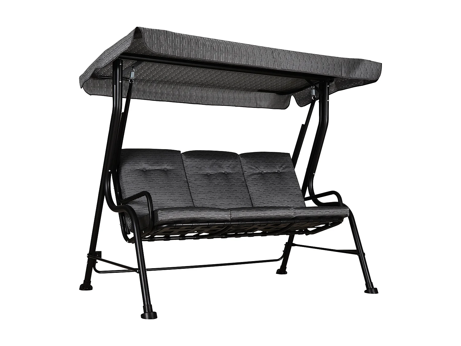 Balancelle de jardin 3 places grand confort toit inclinaison réglable épais coussins amovibles polyester acier époxy gris noir