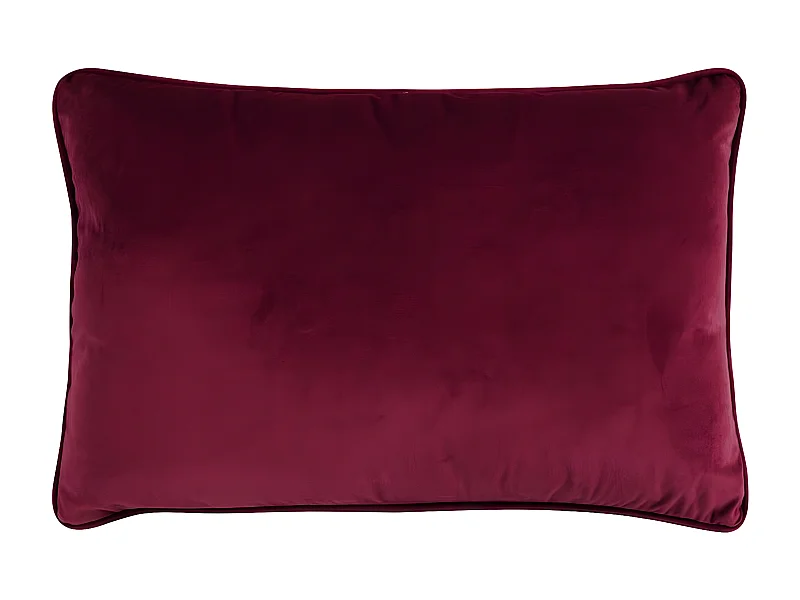VELOURS - Coussin en velours rouge bourgogne 60x40