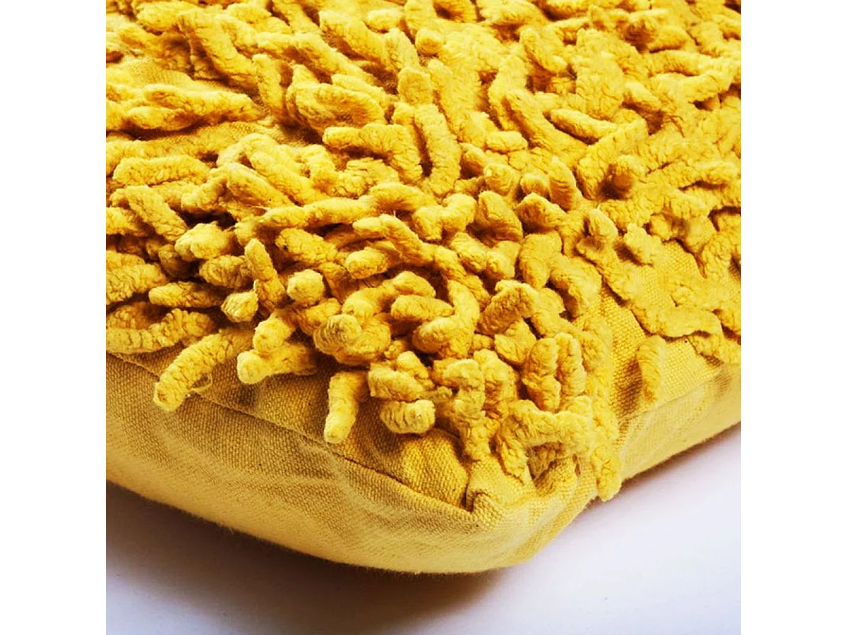 SHAGGY DISCO - Coussin en coton seventies jaune 40x40