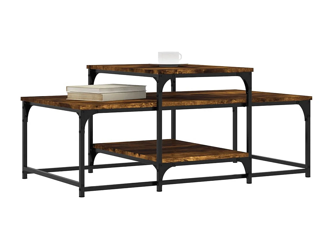 Table basse chêne fumé 102x60x45 cm bois d'ingénierie