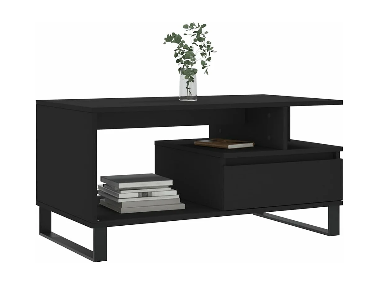 Table basse Noir 90x49x45 cm Bois d'ingénierie