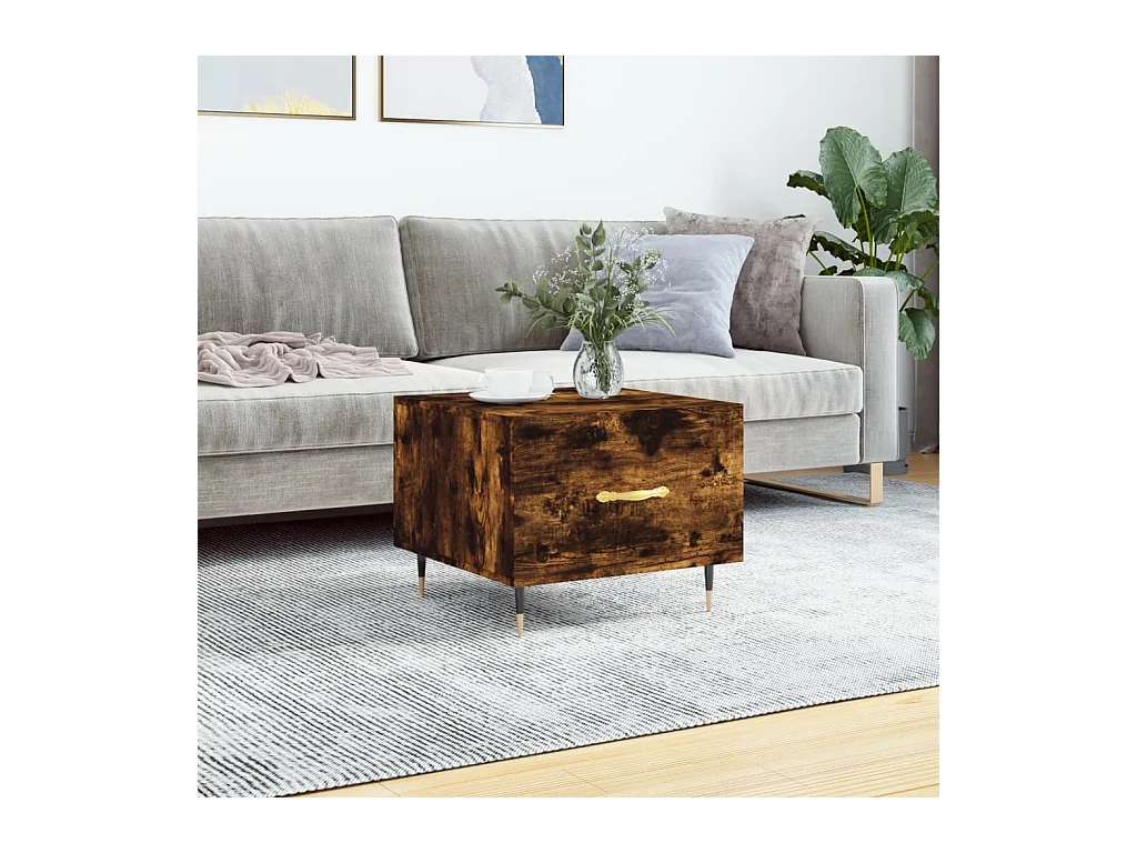 Table basse Chêne fumé 50x50x40 cm Bois d'ingénierie