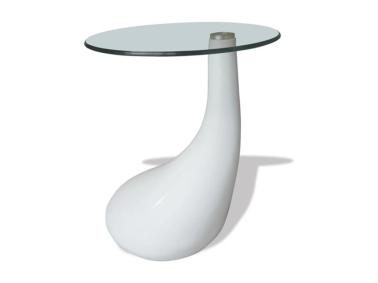 Table basse avec dessus de table en verre rond Blanc brillant