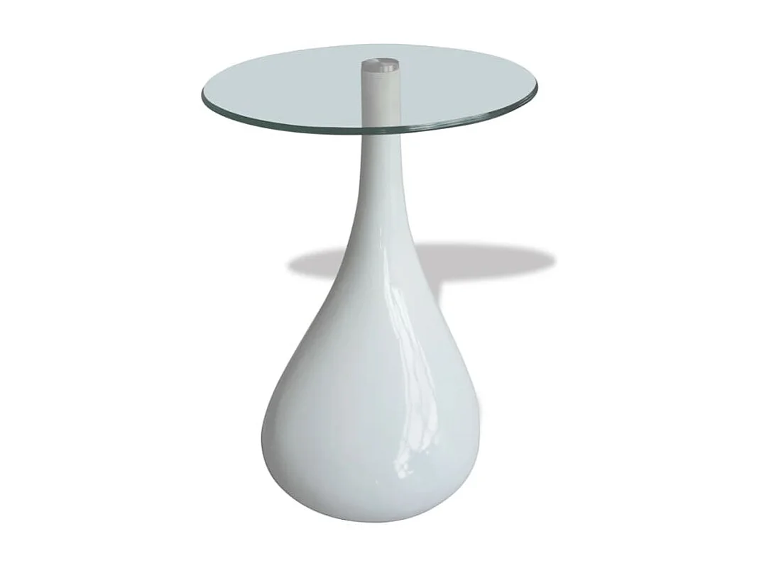 Table basse avec dessus de table en verre rond Blanc brillant
