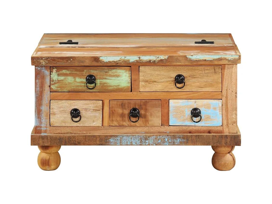 Mesa de centro de madera reciclada 70x70x38 cm